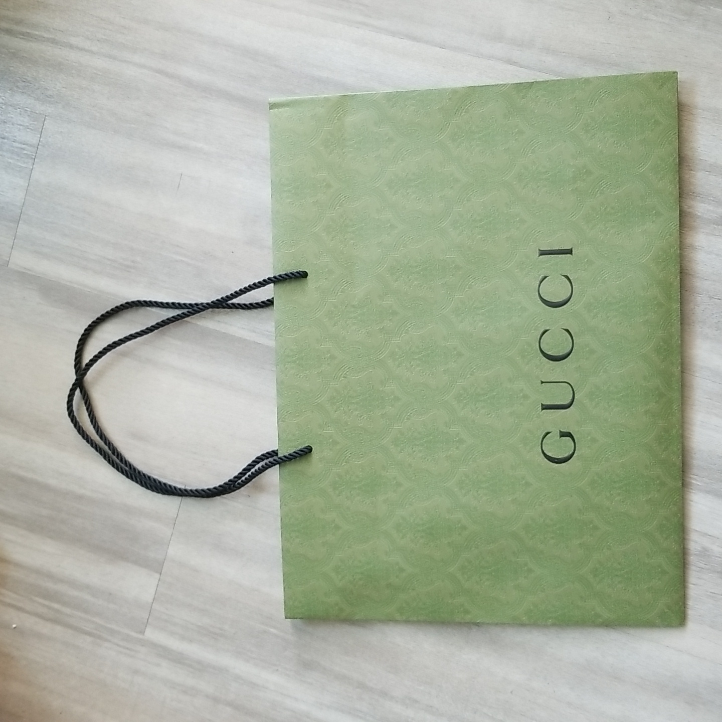 Gucci Green Paper Shopping Bag W Black Rope Handles